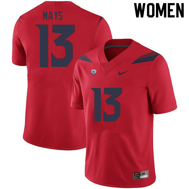 Women #13 Isaiah Mays Arizona Wildcats College Football Jerseys Sale-Red - Click Image to Close